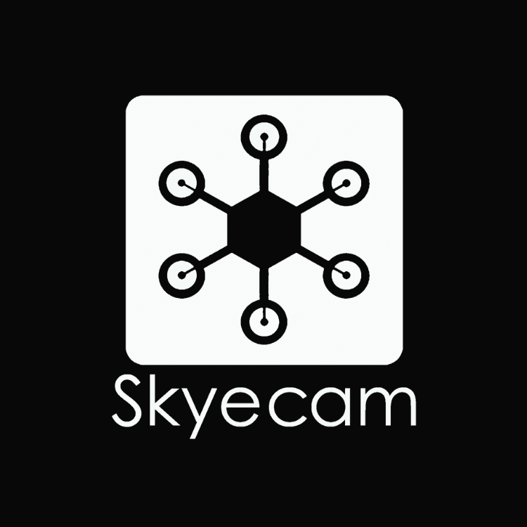 Logo for Skyecam with a white rounded square, central hexagon and six spokes to circular nodes